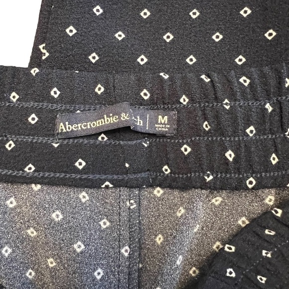 Abercrombie - NWT Pull On Navy Blue Polka Dot Dress Bohemian Comfort Pants Sz M - Picture 5 of 7